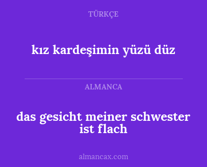das gesicht meiner schwester ist flach - kız kardeşimin yüzü düz