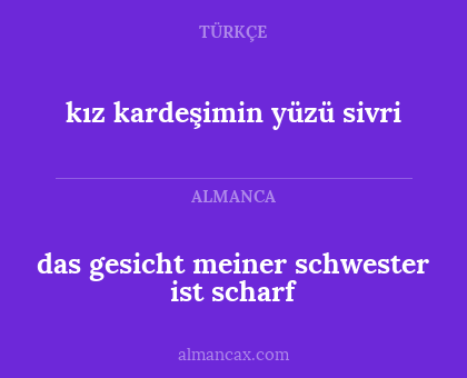 das gesicht meiner schwester ist scharf - kız kardeşimin yüzü sivri