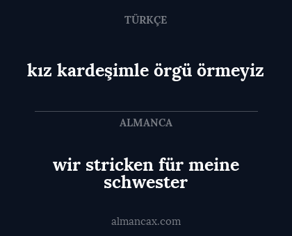 wir stricken für meine schwester - kız kardeşimle örgü örmeyiz