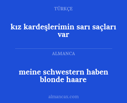 kız kardeşlerimin sarı saçları var - meine schwestern haben blonde haare
