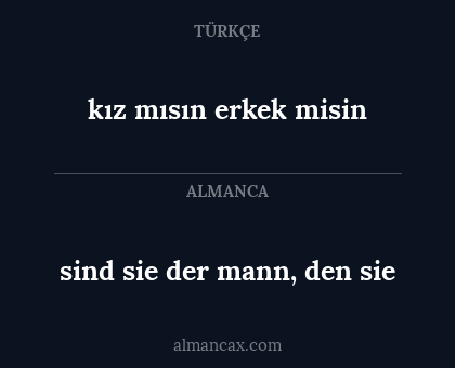 sind sie der mann, den sie - kız mısın erkek misin