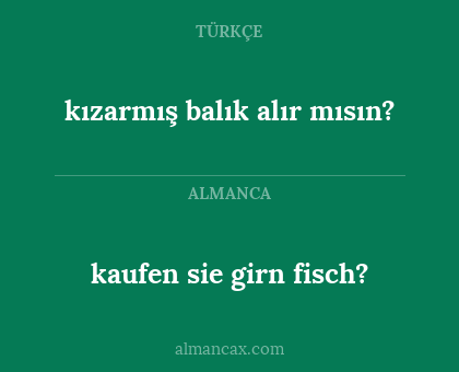 kaufen sie girn fisch? - kızarmış balık alır mısın?