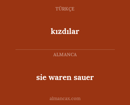 kızdılar - sie waren sauer