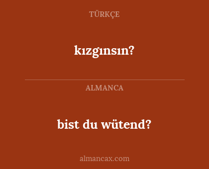 bist du wütend? - kızgınsın?