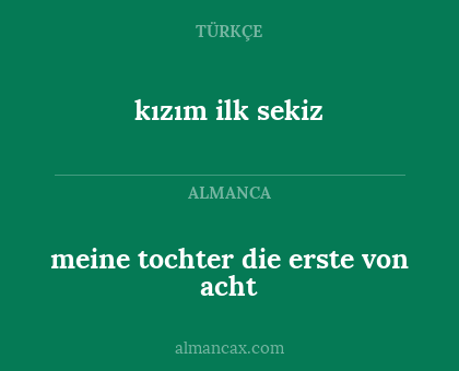 meine tochter die erste von acht - kızım ilk sekiz