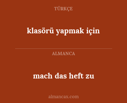 mach das heft zu - klasörü yapmak için