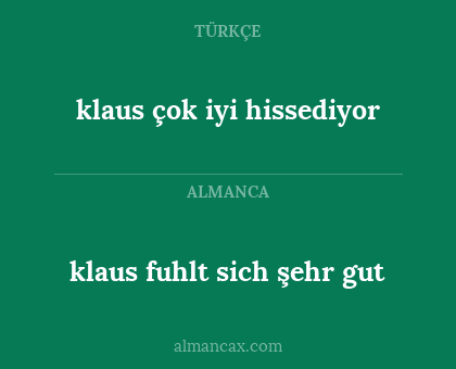 klaus çok iyi hissediyor - klaus fuhlt sich şehr gut