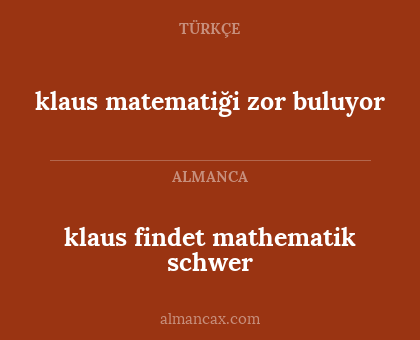 klaus matematiği zor buluyor - klaus findet mathematik schwer