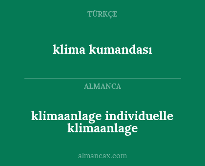 klima kumandası - klimaanlage individuelle klimaanlage