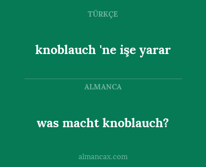 knoblauch 'ne işe yarar - was macht knoblauch?