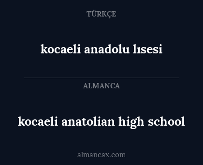kocaeli anatolian high school - kocaeli anadolu lısesi