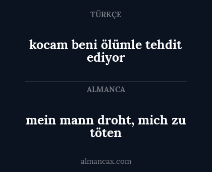 mein mann droht, mich zu töten - kocam beni ölümle tehdit ediyor