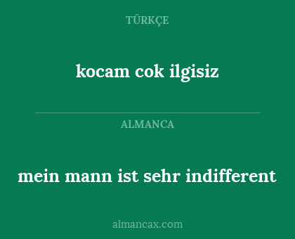 mein mann ist sehr indifferent - kocam cok ilgisiz