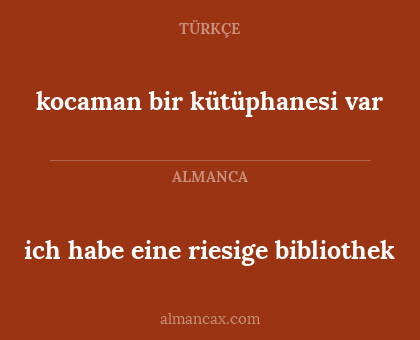 ich habe eine riesige bibliothek - kocaman bir kütüphanesi var