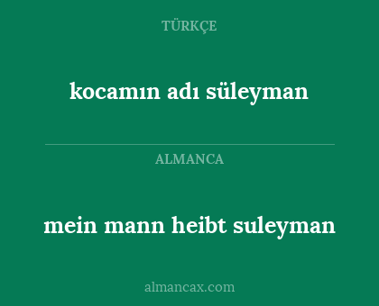 kocamın adı süleyman - mein mann heibt suleyman