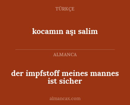 kocamın aşı salim - der impfstoff meines mannes ist sicher