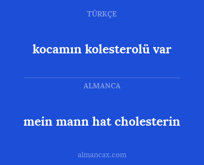 kocamın kolesterolü var - mein mann hat cholesterin