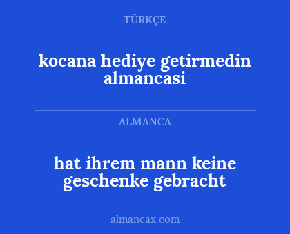 hat ihrem mann keine geschenke gebracht - kocana hediye getirmedin almancasi