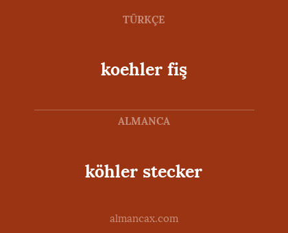 köhler stecker - koehler fiş