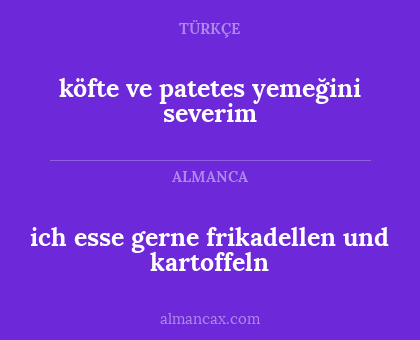 ich esse gerne frikadellen und kartoffeln - köfte ve patetes yemeğini severim