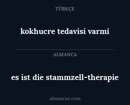 es ist die stammzell-therapie - kokhucre tedavisi varmi