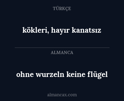 kökleri, hayır kanatsız - ohne wurzeln keine flügel