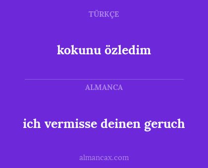 ich vermisse deinen geruch - kokunu özledim