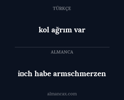 i̇ch habe armschmerzen - kol ağrım var