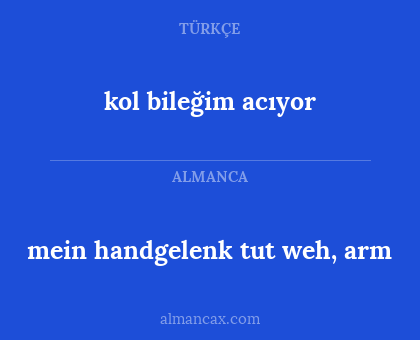 kol bileğim acıyor - mein handgelenk tut weh, arm