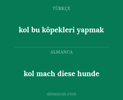 kol bu köpekleri yapmak - kol mach diese hunde
