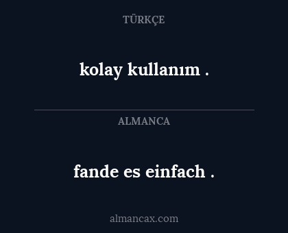 fande es einfach . - kolay kullanım .