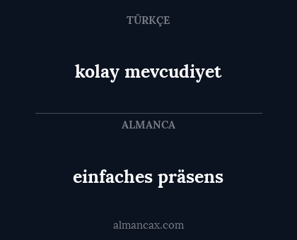einfaches präsens - kolay mevcudiyet