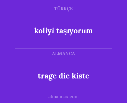 koliyi taşıyorum - trage die kiste