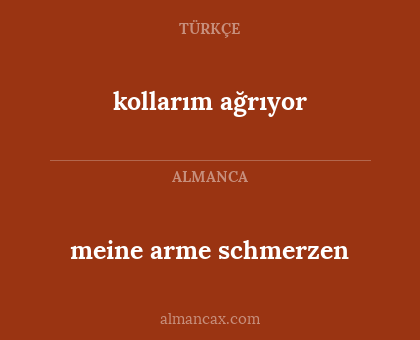 meine arme schmerzen - kollarım ağrıyor