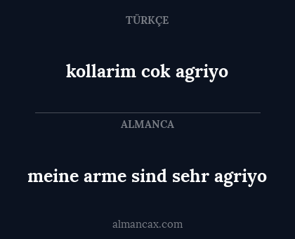 meine arme sind sehr agriyo - kollarim cok agriyo