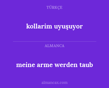 kollarim uyuşuyor - meine arme werden taub