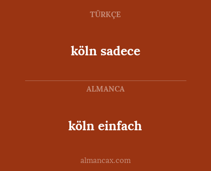 köln einfach - köln sadece
