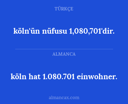 köln'ün nüfusu 1,080,701'dir. - köln hat 1.080.701 einwohner.