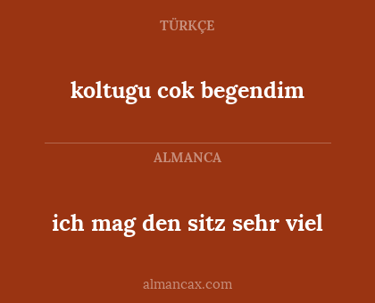 koltugu cok begendim - ich mag den sitz sehr viel