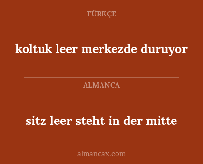 sitz leer steht in der mitte - koltuk leer merkezde duruyor