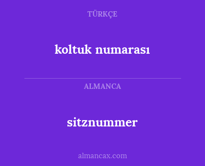 sitznummer - koltuk numarası