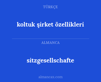 sitzgesellschafte - koltuk şirket özellikleri