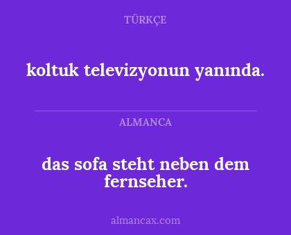 das sofa steht neben dem fernseher. - koltuk televizyonun yanında.