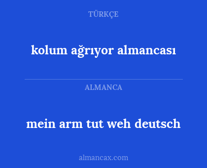 mein arm tut weh deutsch - kolum ağrıyor almancası