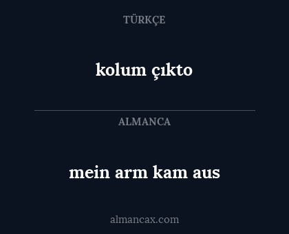 mein arm kam aus - kolum çıkto