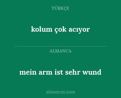 kolum çok acıyor - mein arm ist sehr wund