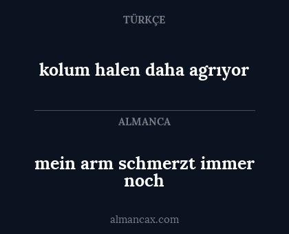 kolum halen daha agrıyor - mein arm schmerzt immer noch