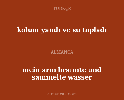 mein arm brannte und sammelte wasser - kolum yandı ve su topladı