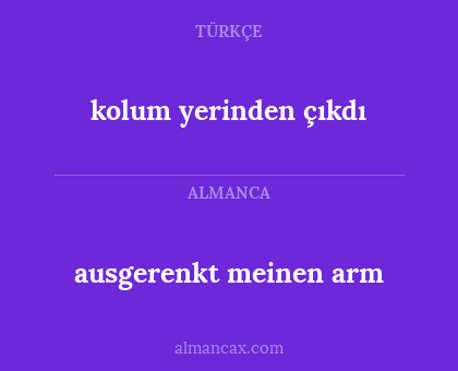ausgerenkt meinen arm - kolum yerinden çıkdı