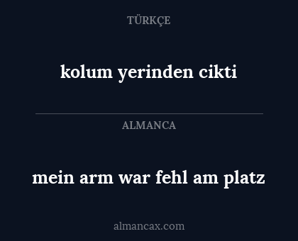 mein arm war fehl am platz - kolum yerinden cikti